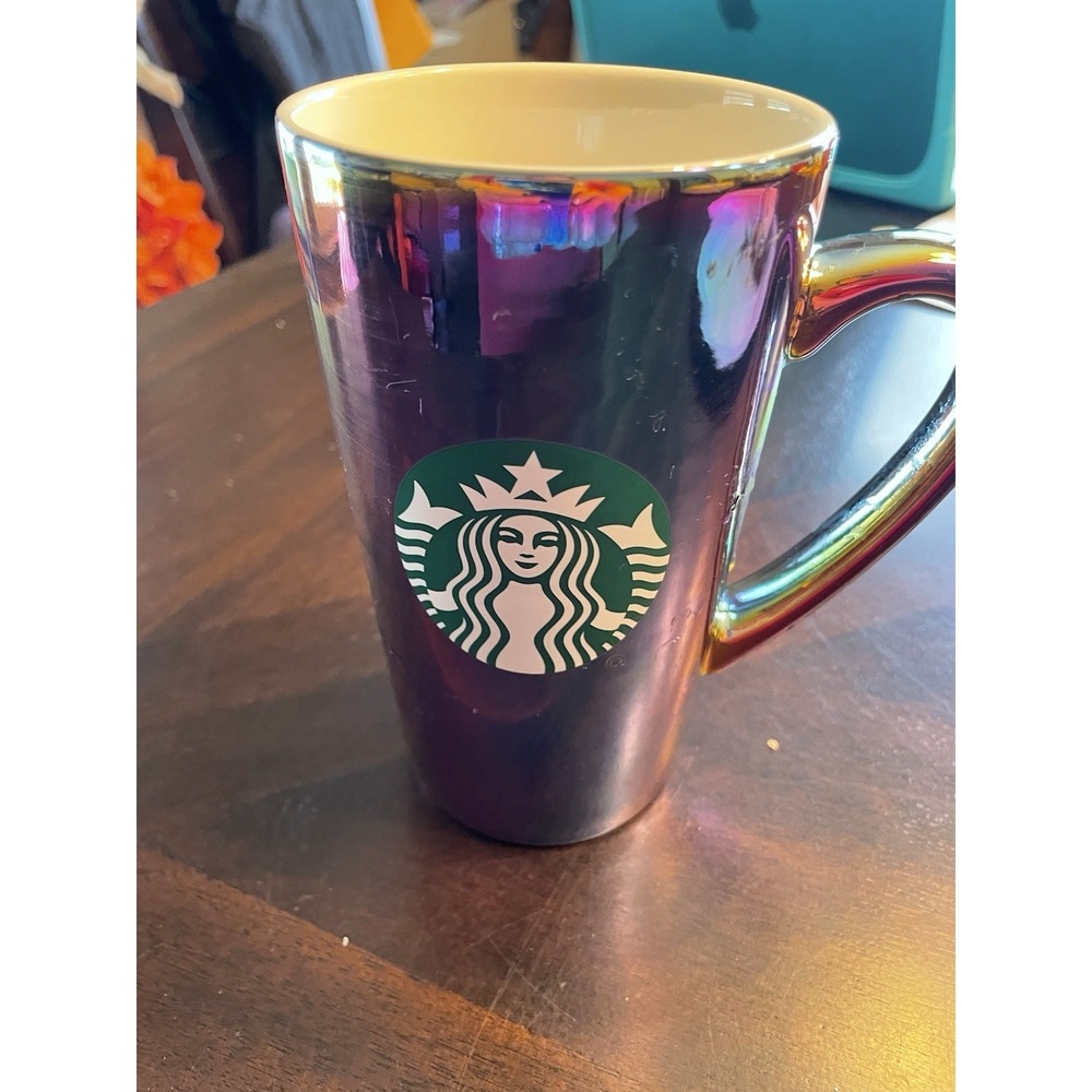 Starbucks 2022 Iridescent Rainbow Oil Slick Coffee Cup Mug 16 Oz